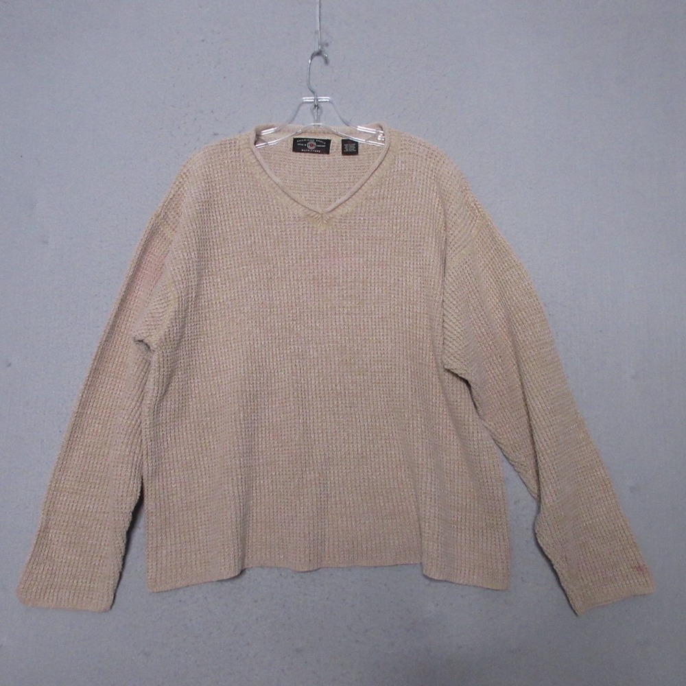 Vintage American Eagle Sweater Men Waffle Knit Roll V Neck Academia Preppy Y2K